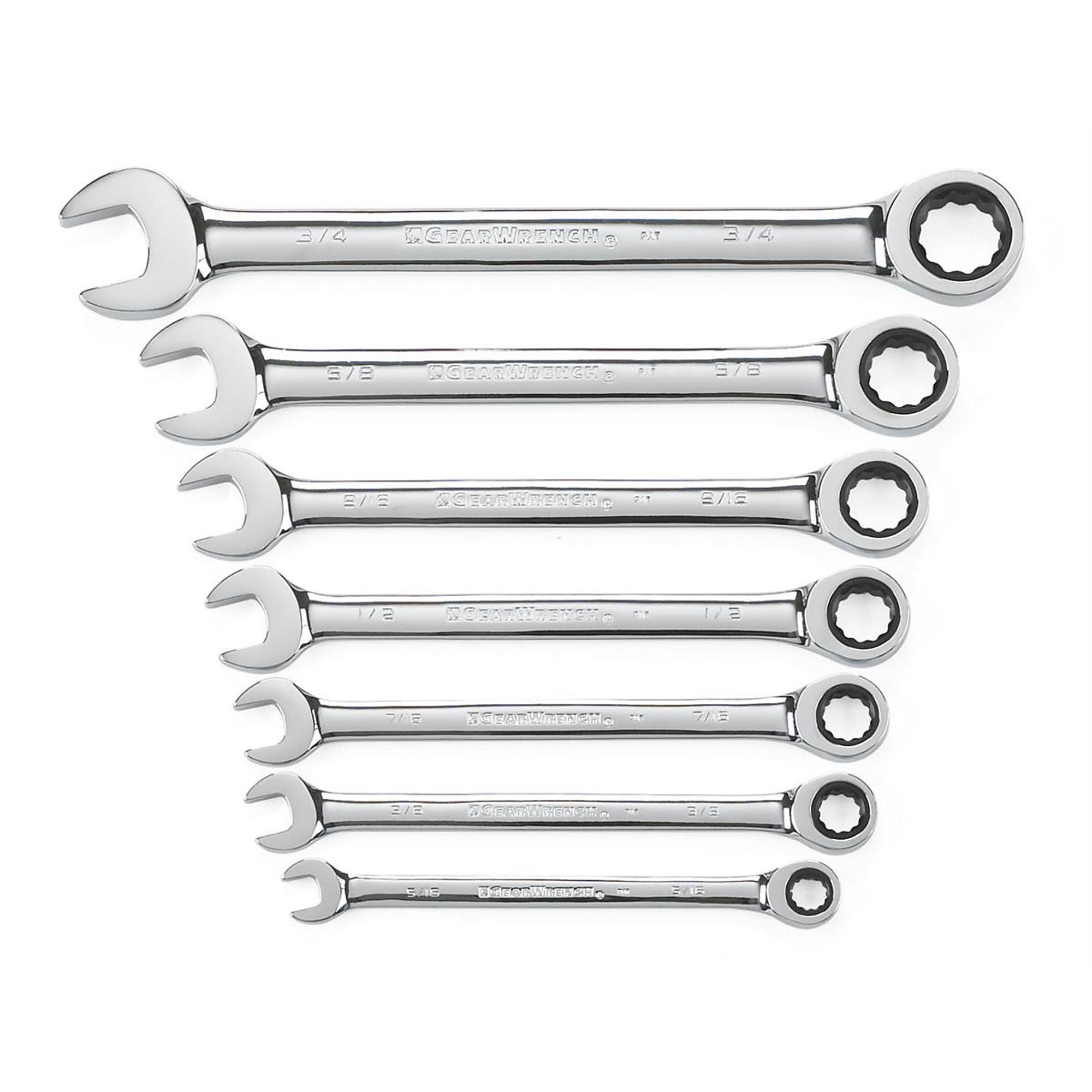 GearWrench Ratcheting Combination Wrench Set — 7-Piece, 72-Tooth, 12-Point, SAE, Model# KDT9317